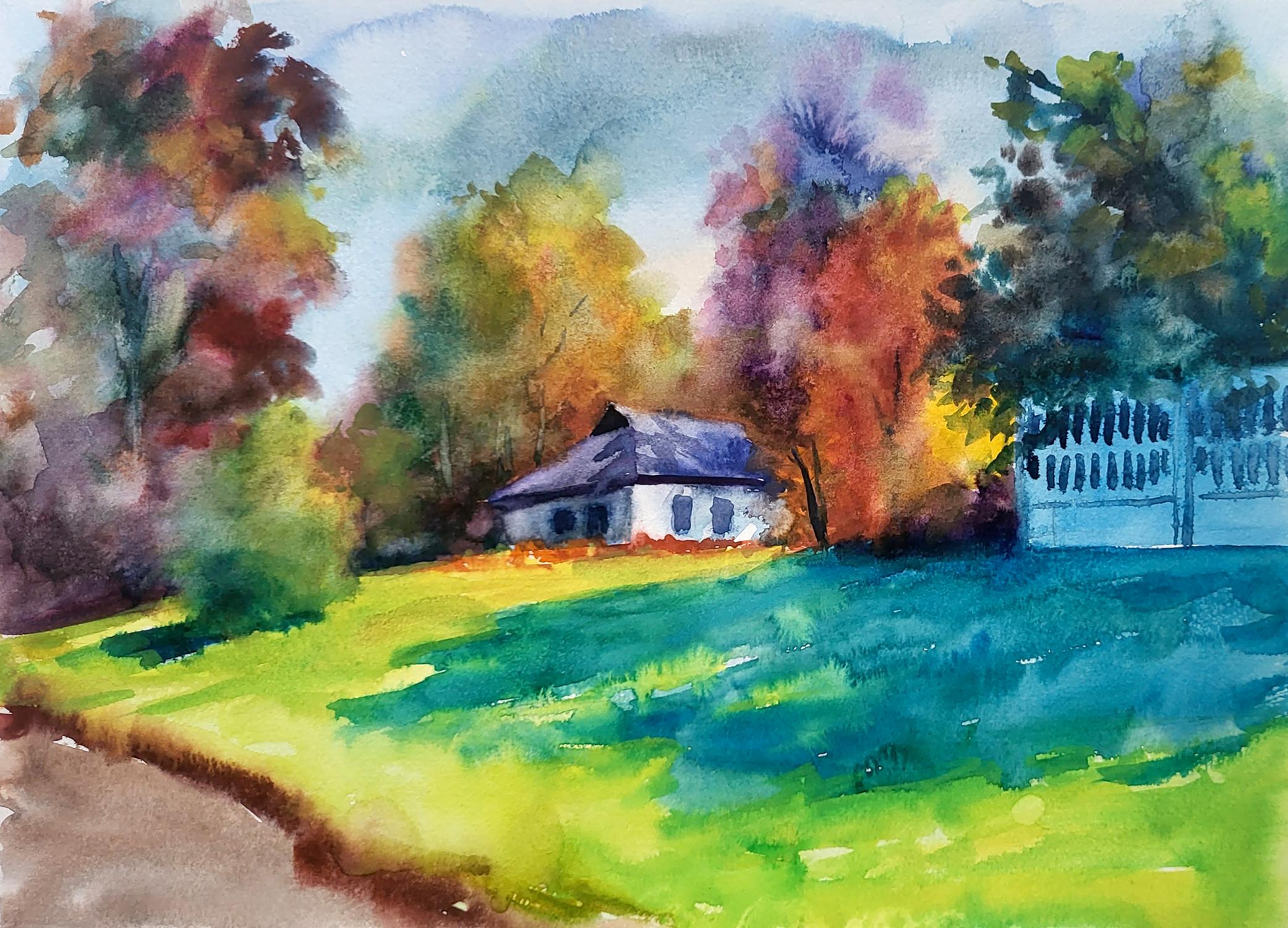 Watercolor painting Sunny autumn Serdyuk Boris Petrovich