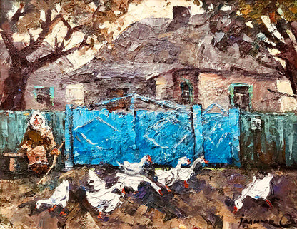 Oil painting Near the gate Ivanyuk Alex
