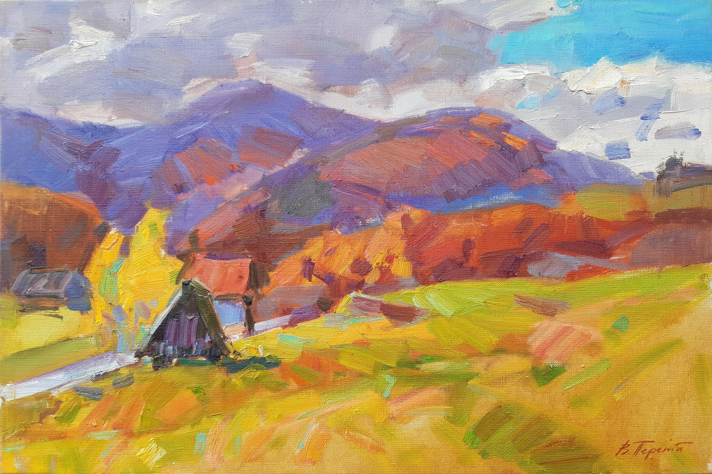Oli painting Autumn Carpathians Pereta Vyacheslav