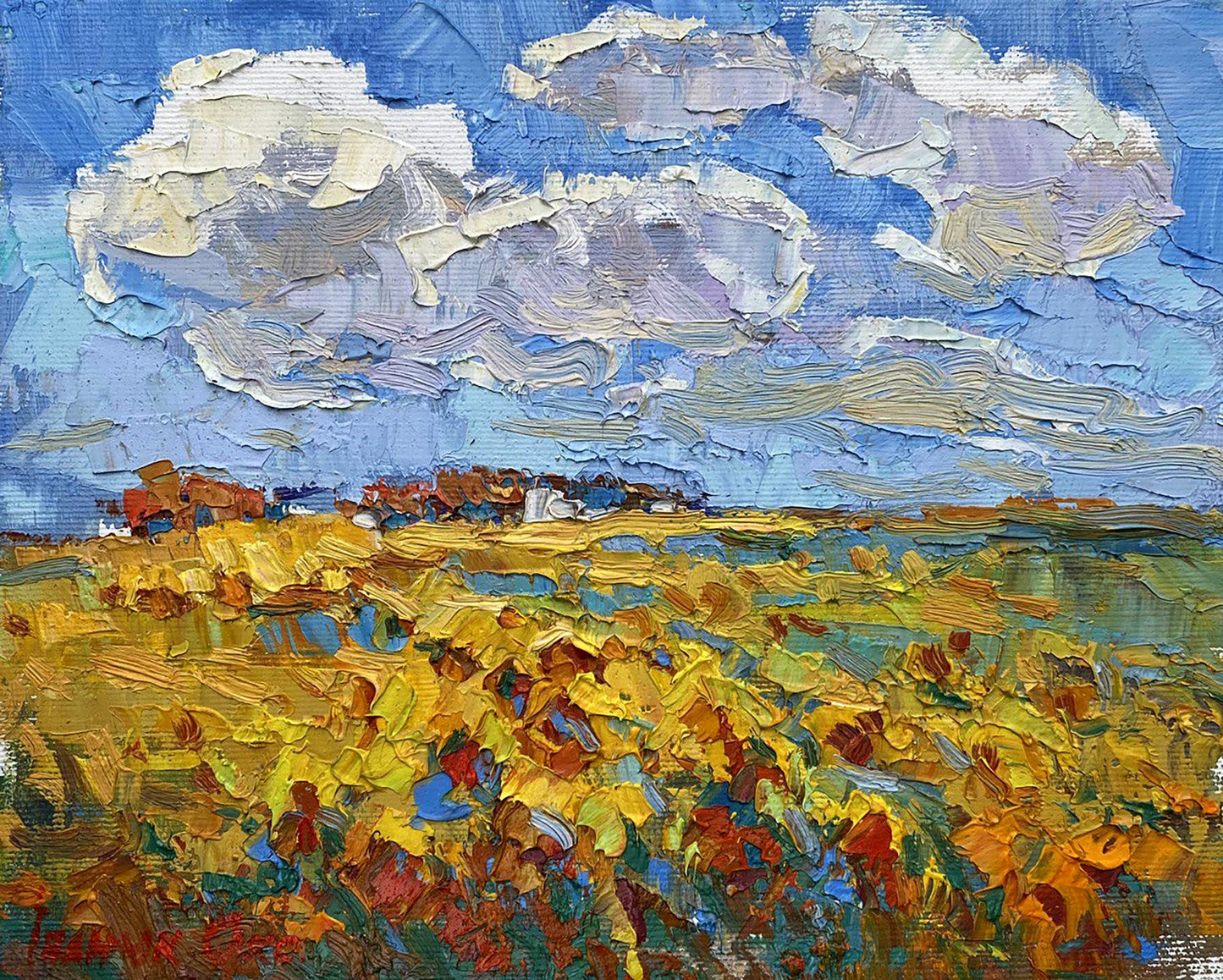 Oil painting Sunflower field Ivanyuk Oksana