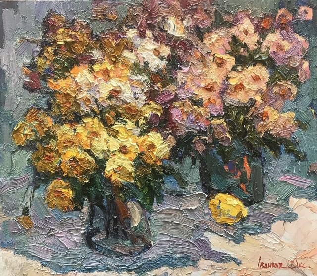 Oil painting Autumn flowers Ivanyuk Оksаnа