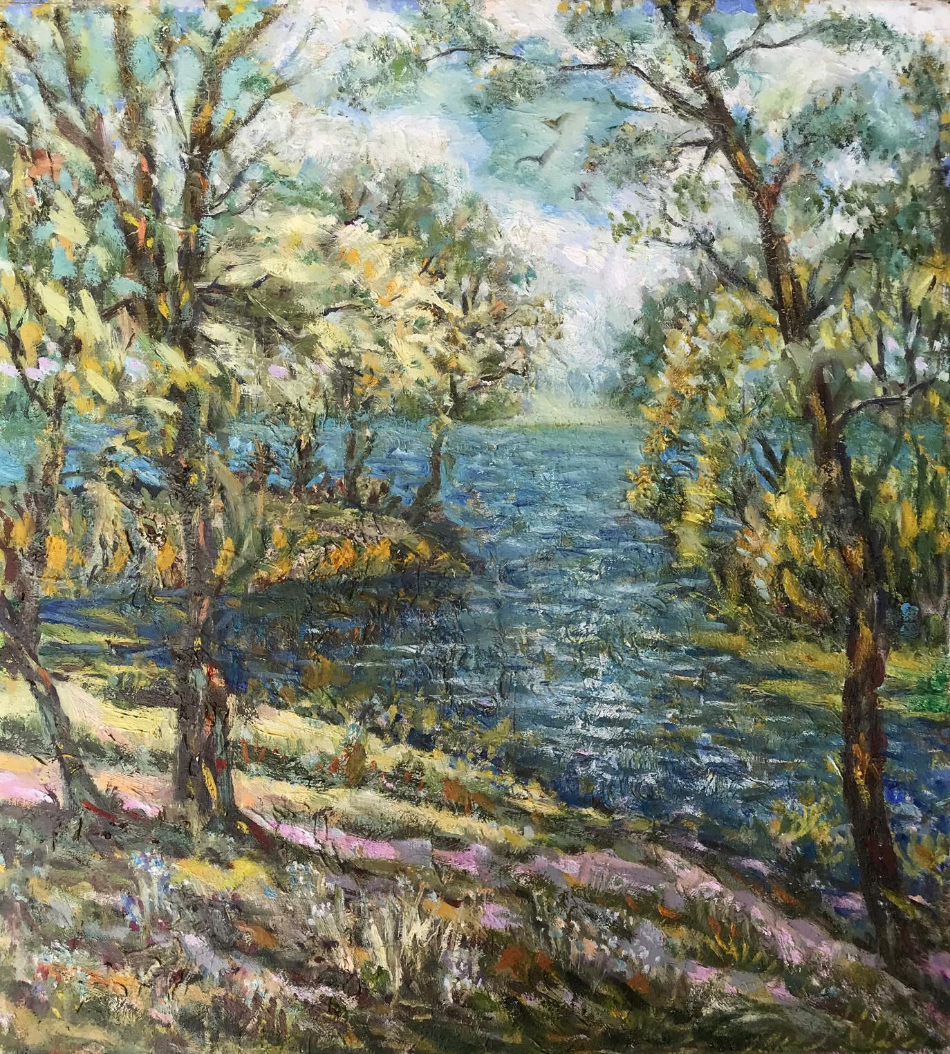 Oil painting A river flows Shapoval Ivan Leontyevich