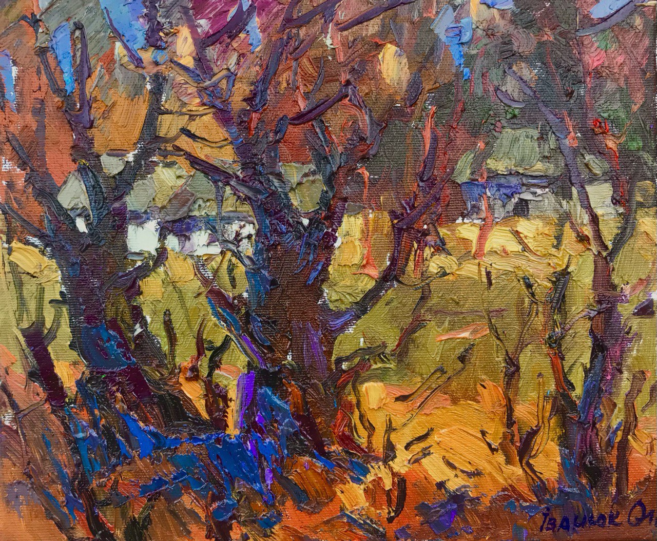 Oil painting Autumn crimson Ivanyuk Oksana