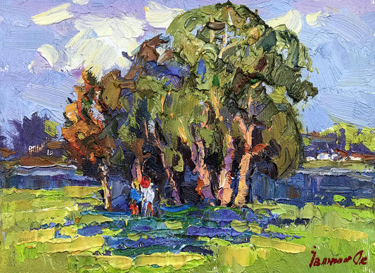 Oil painting In the shade of willows Ivanyuk Oksana