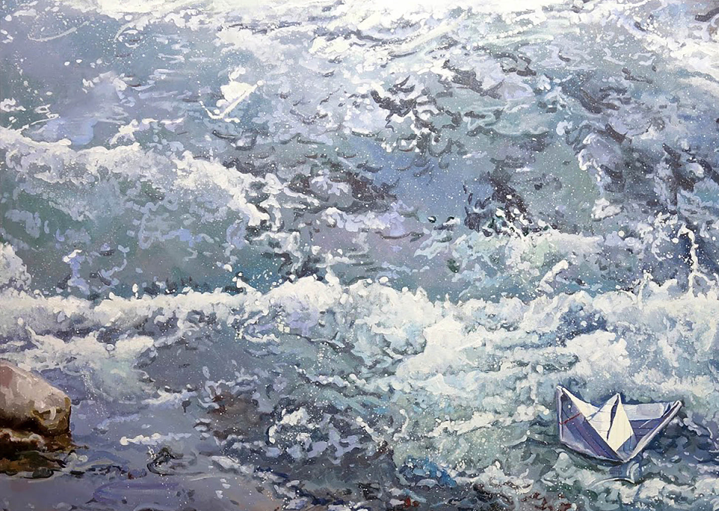 Oil painting Against the stream Varvarov Anatoly Viktorovich
