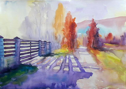 Watercolor painting Purple shadows Serdyuk Boris Petrovich