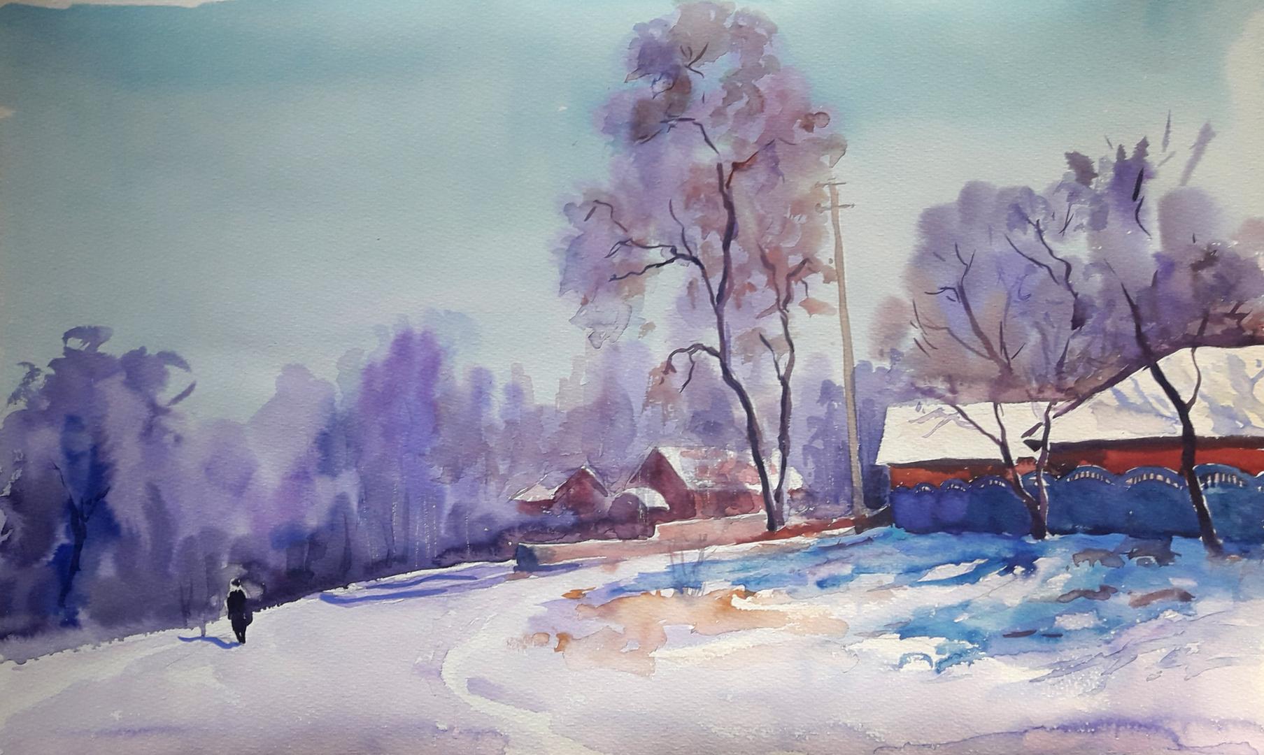 Watercolor painting Frosty day Serdyuk Boris Petrovich