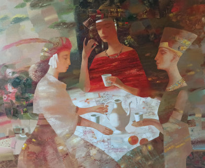 Abstract oil painting Tea party Anatoly Borisovich Tarabanov