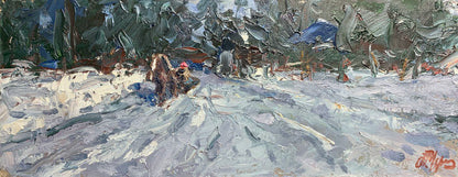 Oil painting Winter long hike Alexander Cherednichenko