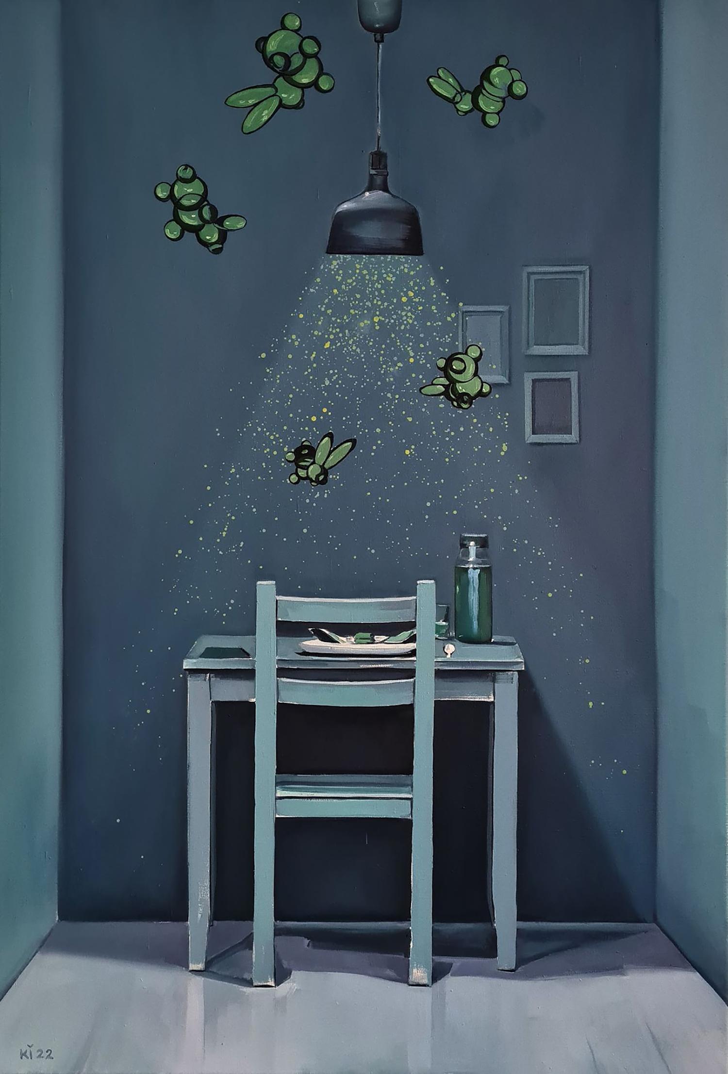 Oil painting Green interior Igor Konovalov