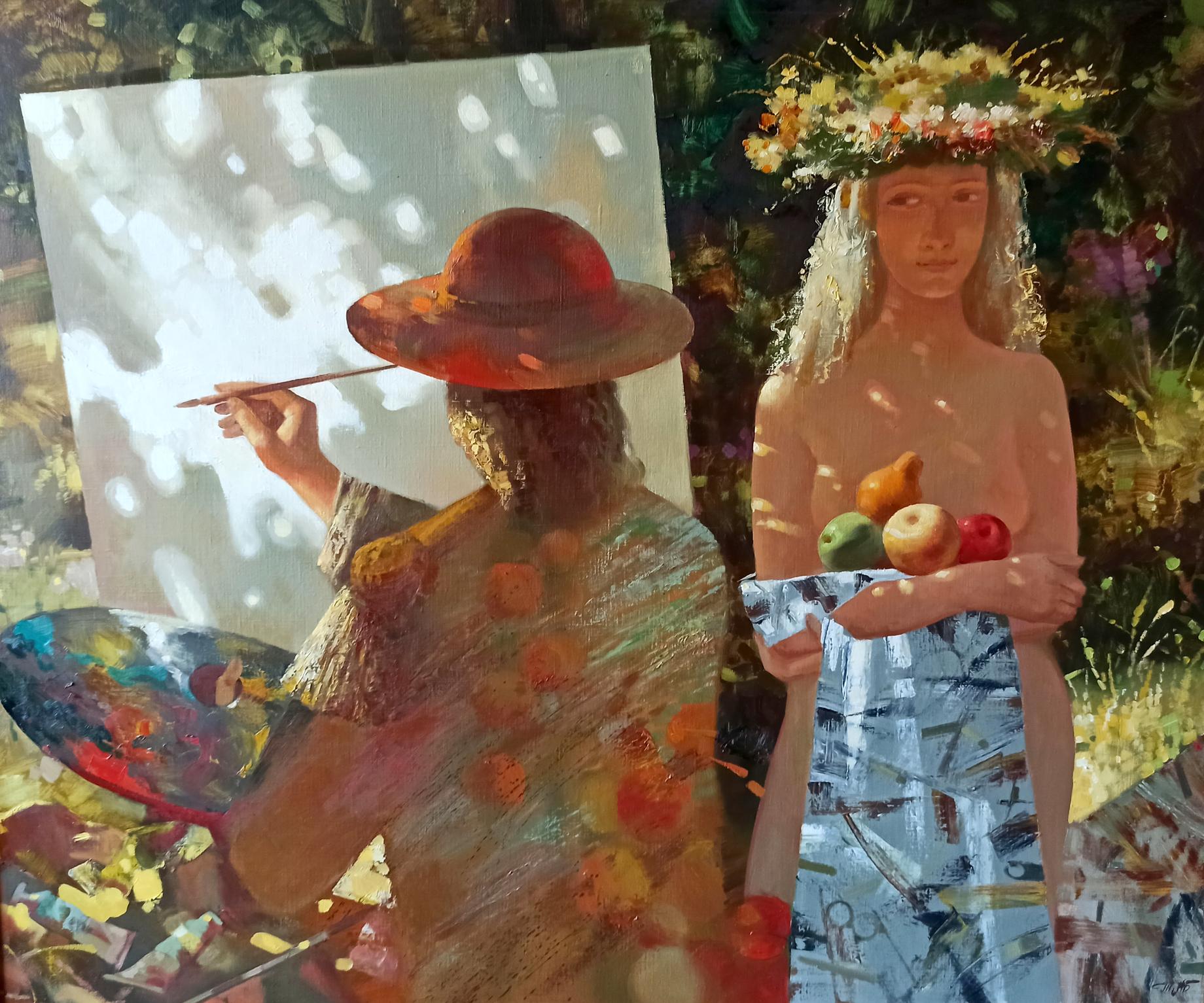 Abstract oil painting Apple saved Anatoly Borisovich Tarabanov