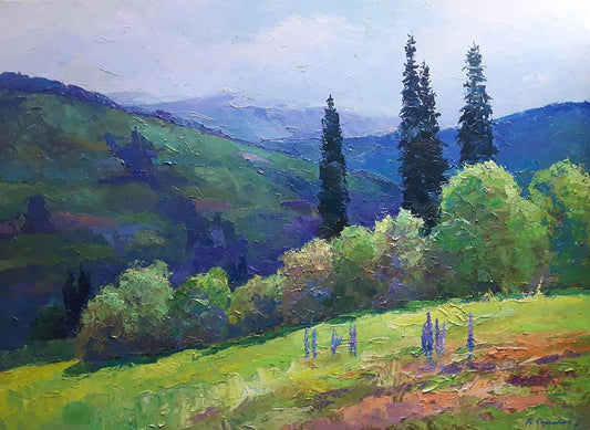 Oil painting Lupine on the slopes Serdyuk Boris Petrovich