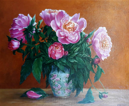 Oil painting Pink peonies Korkishko Vasily