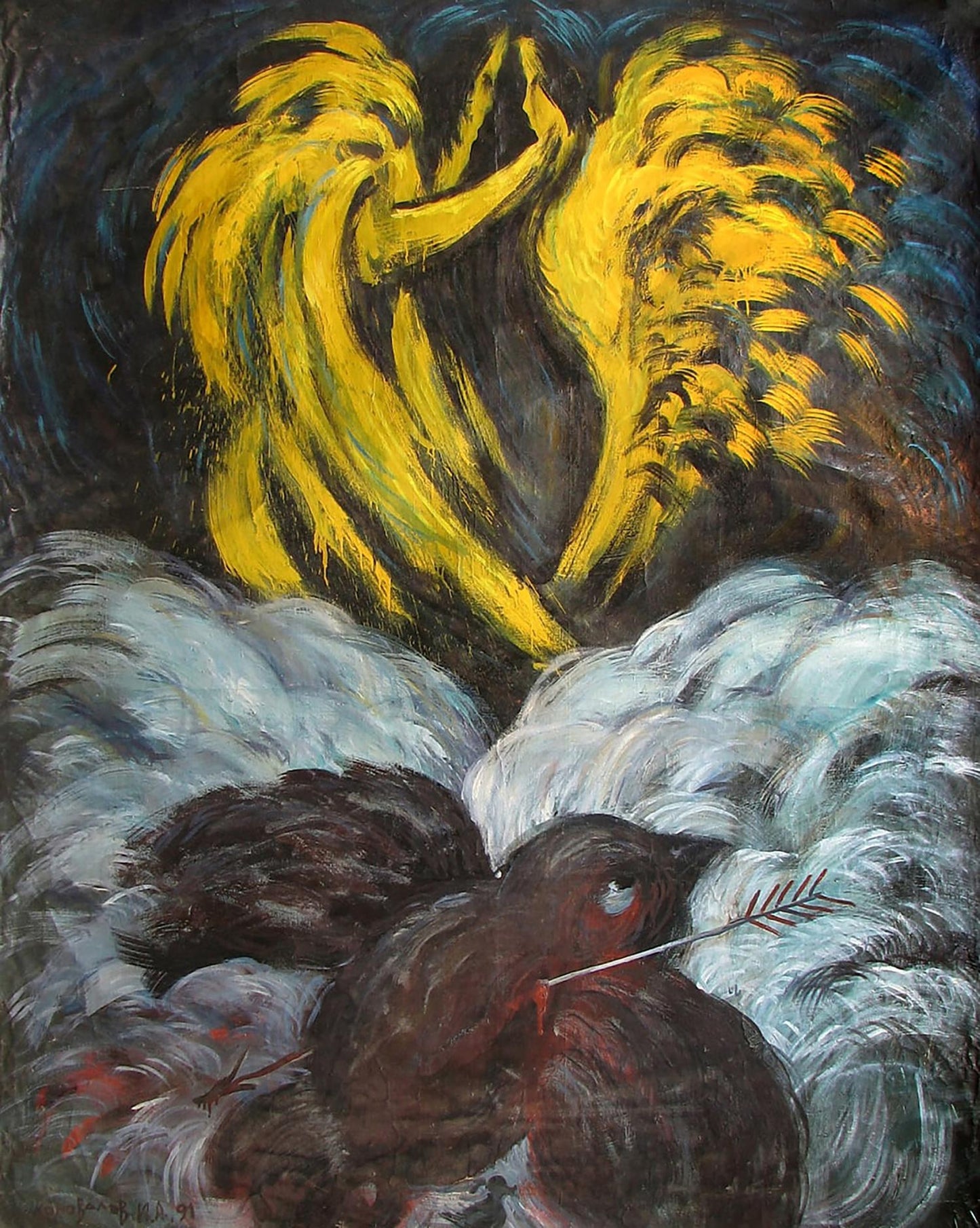 Oil painting Sparrow Igor Konovalov