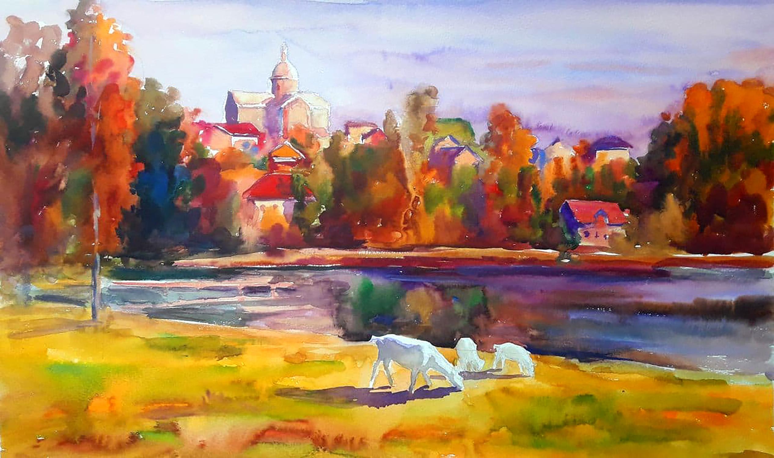 Watercolor painting October Serdyuk Boris Petrovich