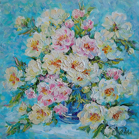 Oil painting White flowers Artim Olga