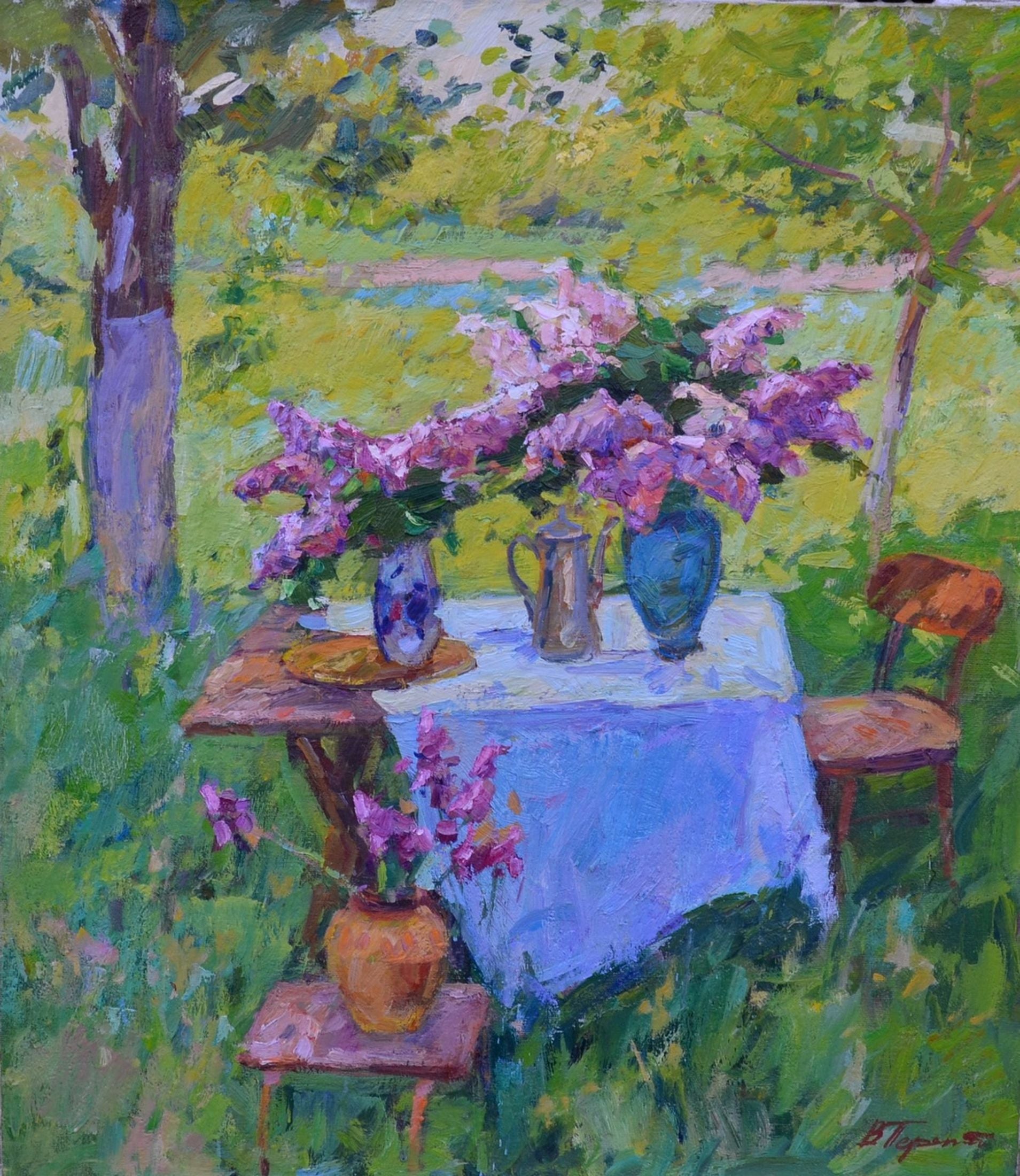 Oil painting In the garden Pereta Vyacheslav