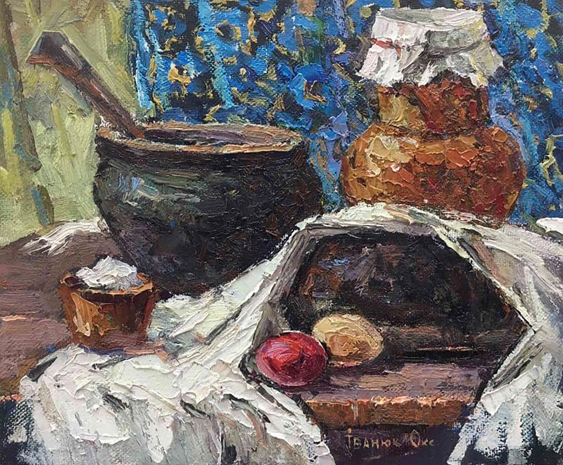 Oil painting Bread on the table Ivanyuk Oksana