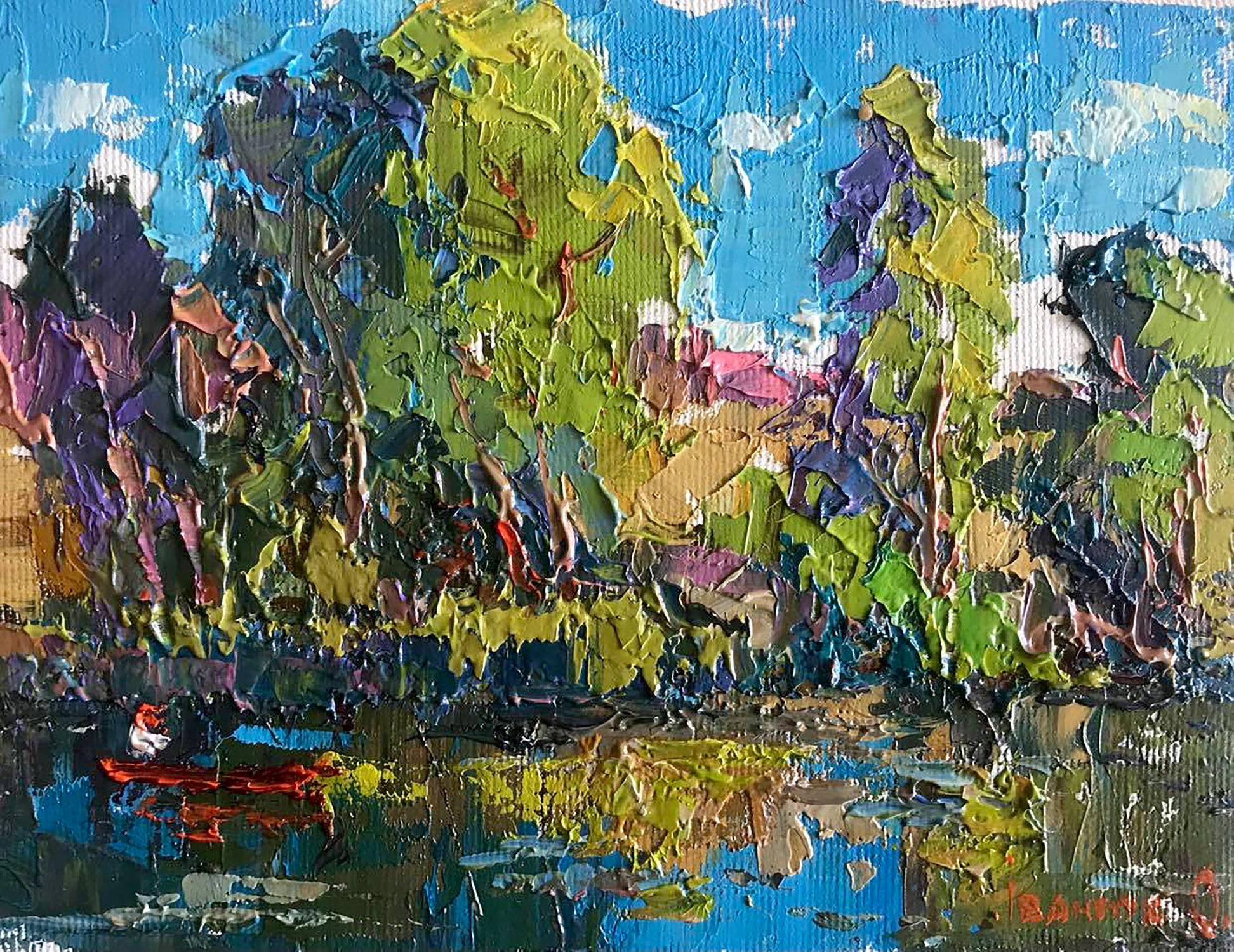 Oil painting Down the river Ivanyuk Oksana