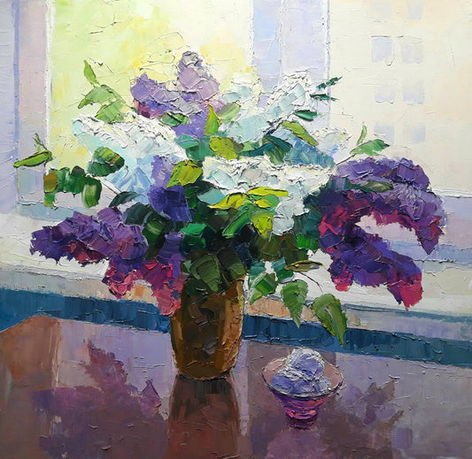 Oil painting Lilac on the window background Serdyuk Boris Petrovich
