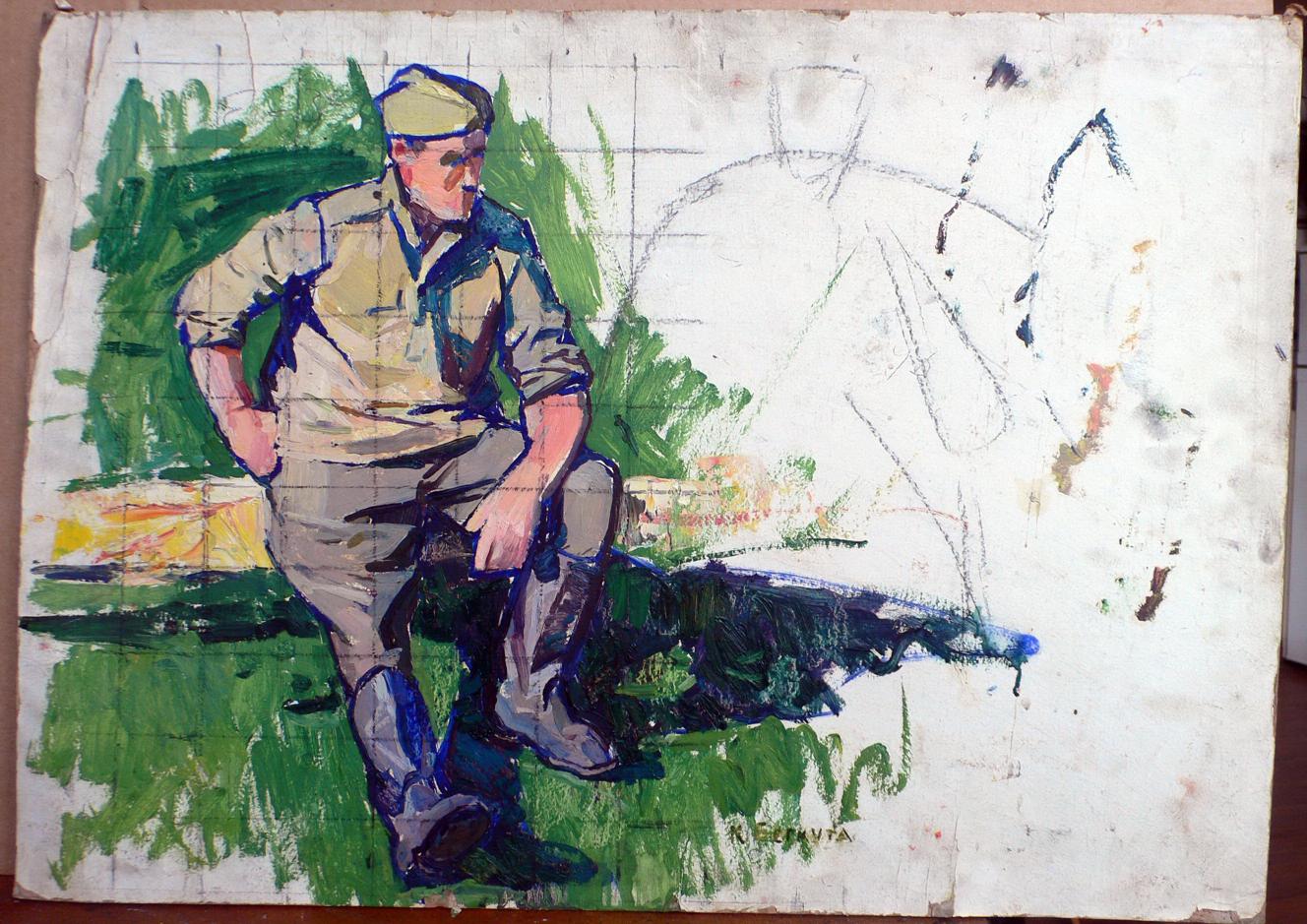 Oil painting Soldier on vacation Berkut Kommunar Savelyevich