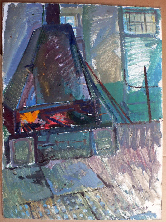 Oil painting In the forge Erlikh Vladimir Isaakovich