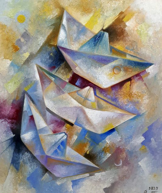 Oil painting Paper boats Sergey Voichenko
