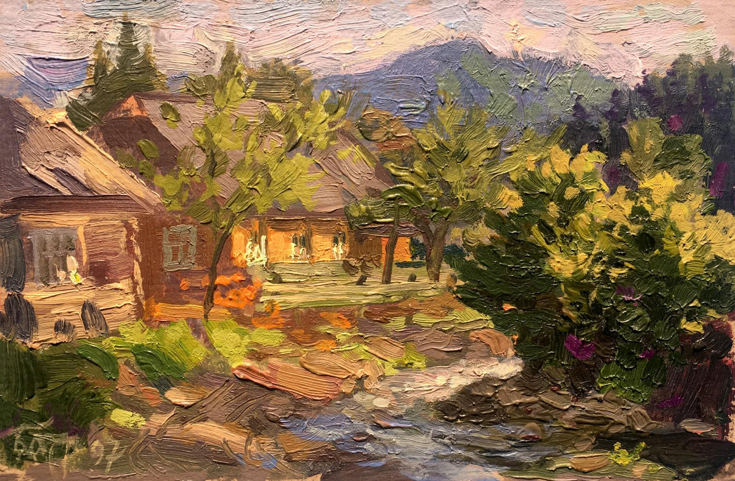Oil painting Transcarpathian village Batrakov Vladimir Grigorievich
