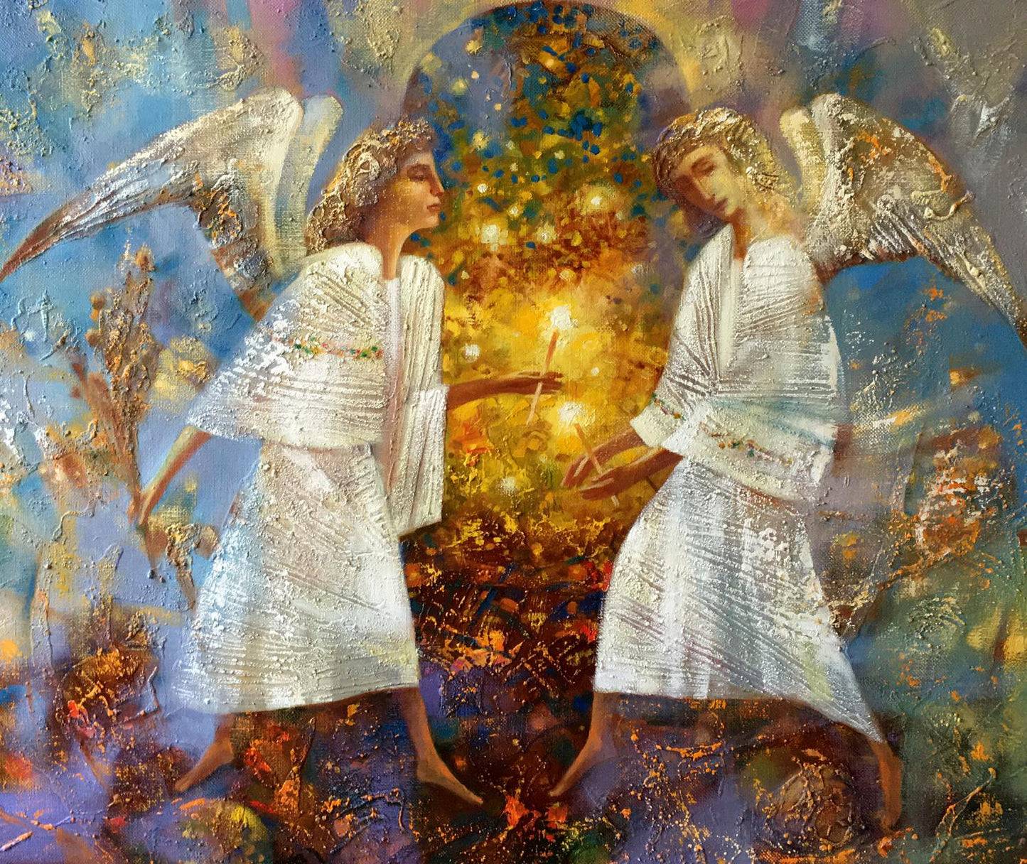 Abstract oil painting Two angels Anatoly Borisovich Tarabanov