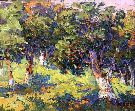 Oil painting In the summer garden Ivanyuk Oksana