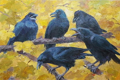 Oil painting Bird meeting Serdyuk Boris Petrovich