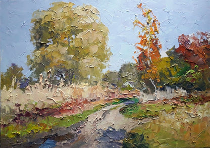 Oil painting The road to the village Serdyuk Boris Petrovich