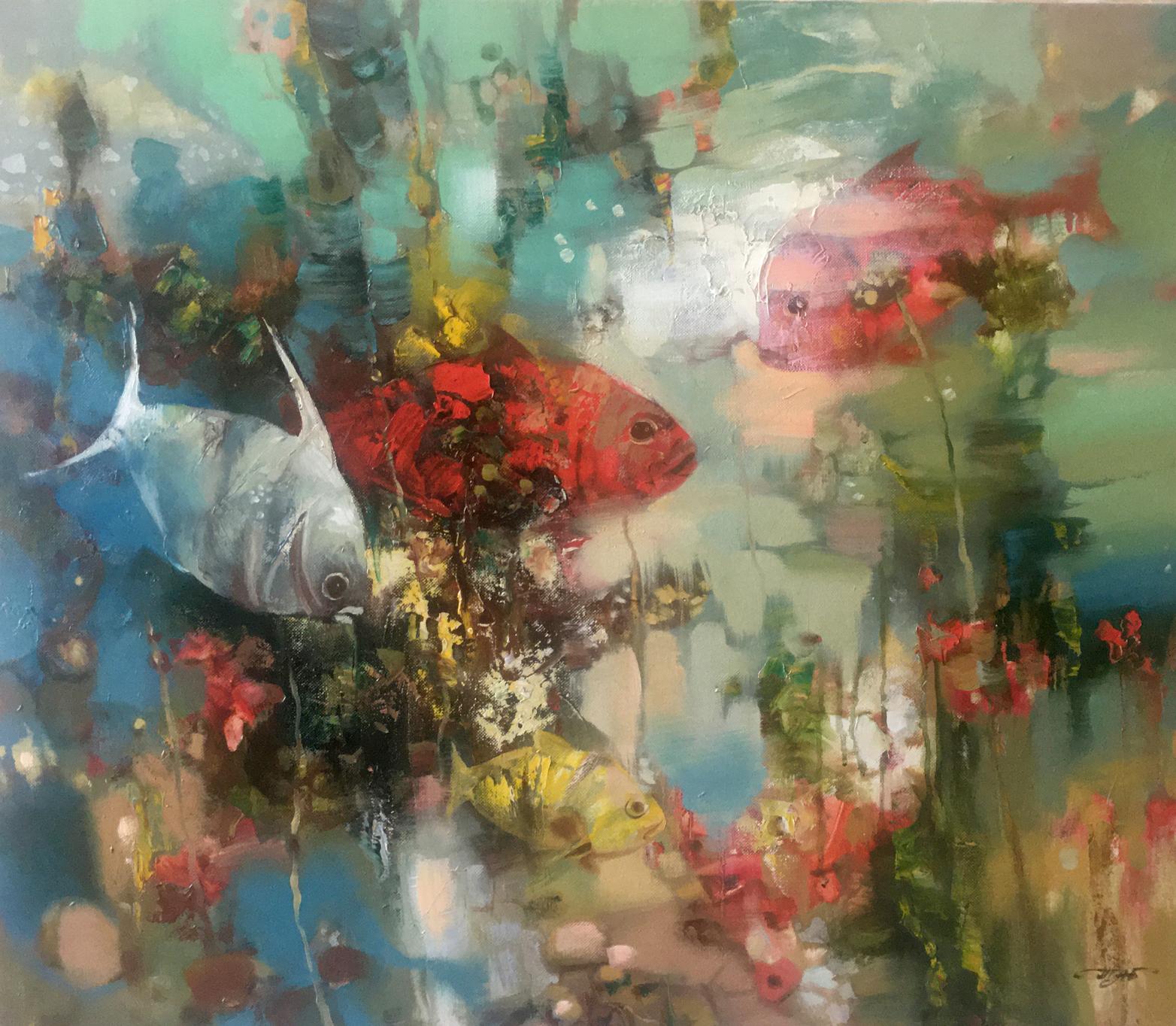 Abstract oil painting Fish Anatoly Tarabanov