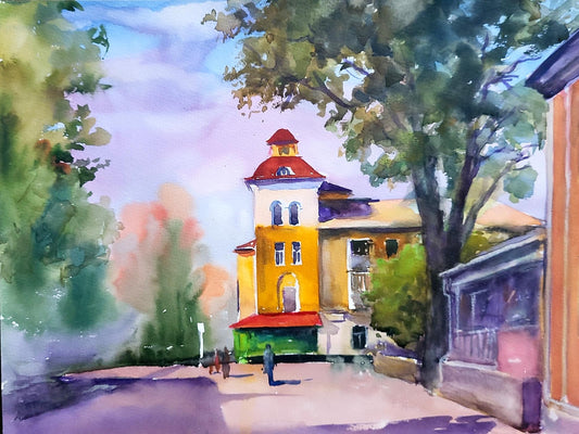 Watercolor painting Urban landscape of the city of Kremenchuk Serdyuk Boris Petrovich