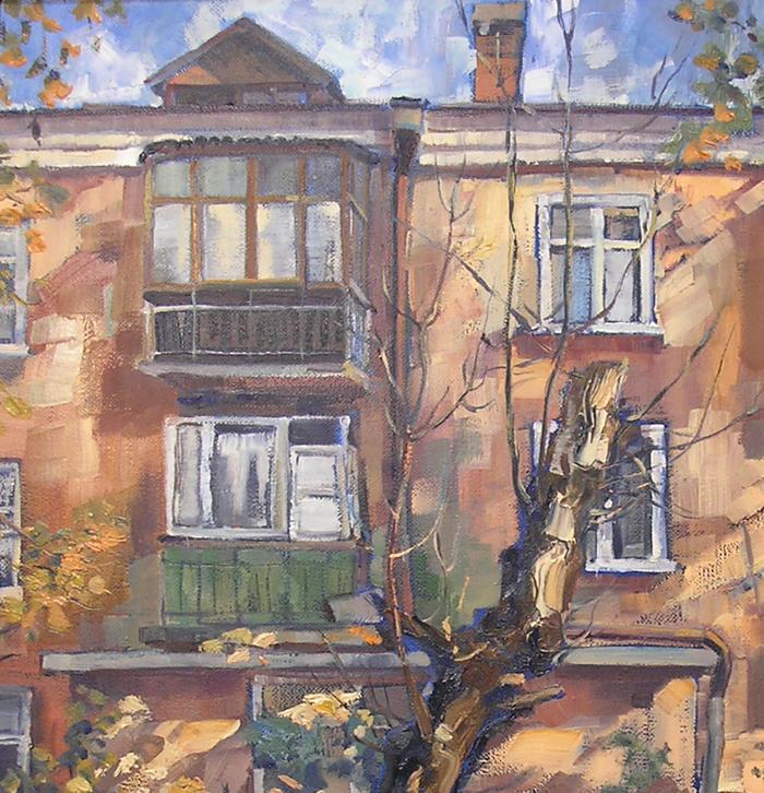 Oil painting Autumn Cityscape Osnach Olesia