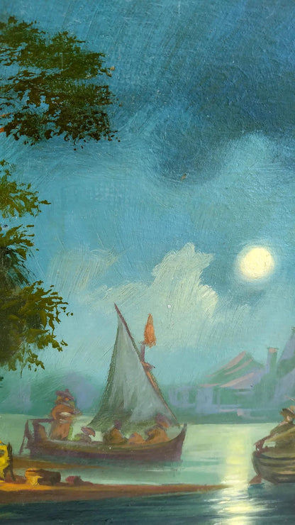 Oil painting Moonlight night Alexander Arkadievich Litvinov