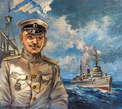 Social realism oil painting In the navy Alexander Arkadievich Litvinov