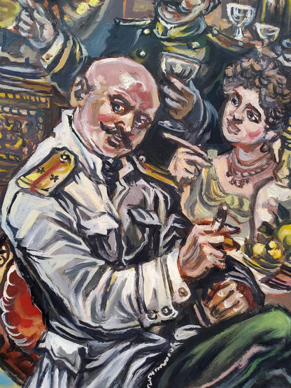 Oil painting Officers in the restaurant Alexander Arkadievich Litvinov
