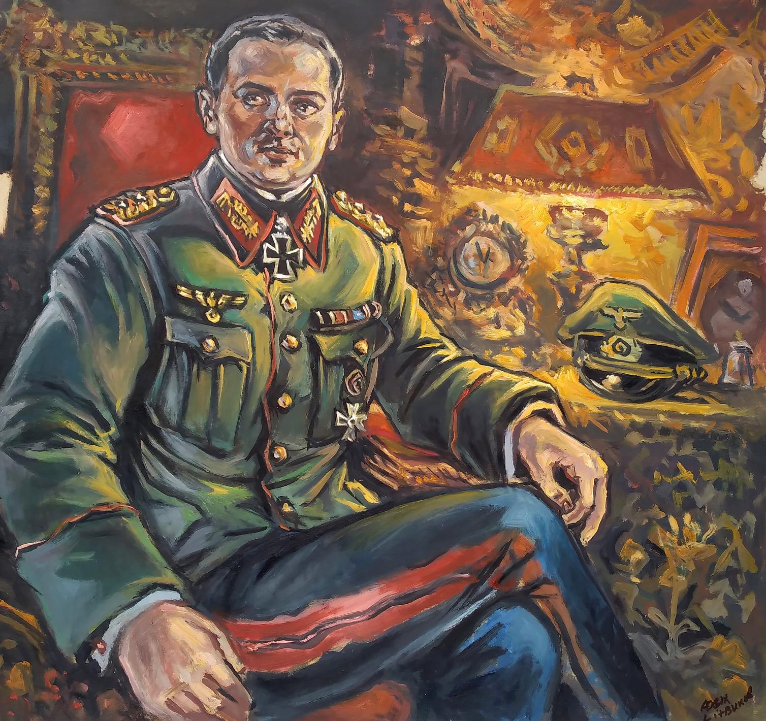 Social realism oil painting Portrait of an officer Alexander Arkadievich Litvinov