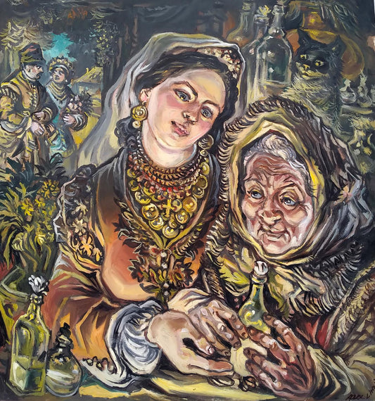 Oil painting Daughter and mom Alexander Arkadievich Litvinov