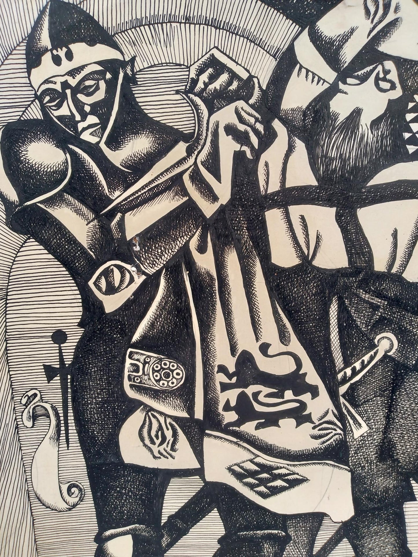 Abstract ink painting Three Jesters Litvinov Oleg Arkad'yevich