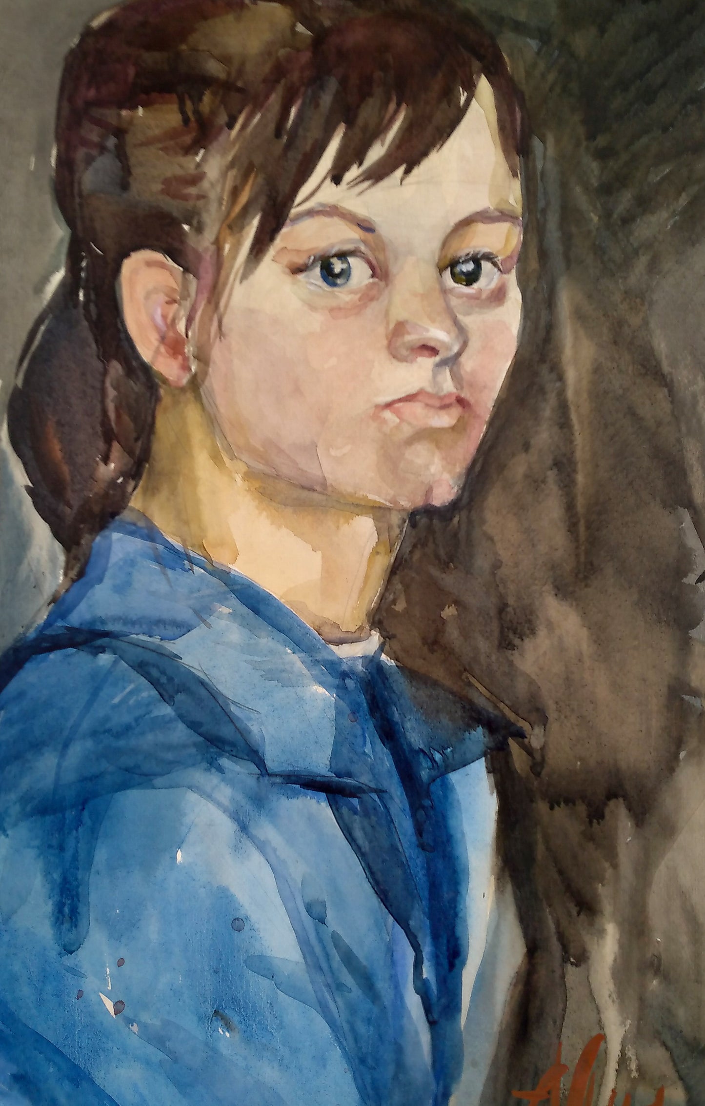 Watercolor painting Portrait of a girl Alexander Arkadievich Litvinov