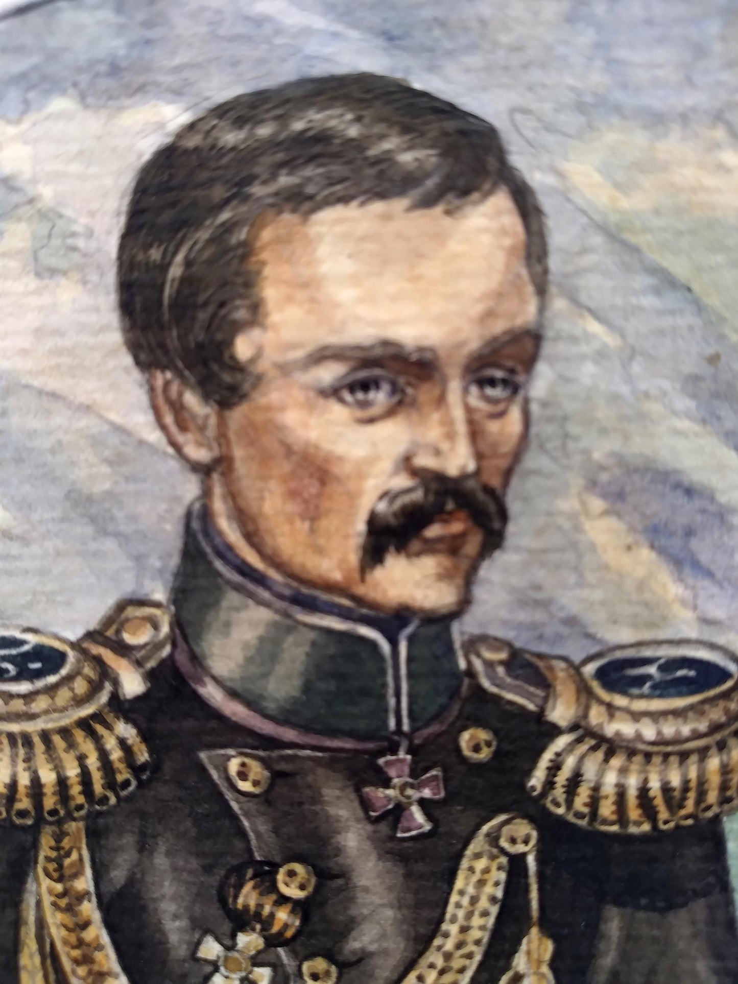 Social realism watercolor painting Civil War Litvinov Oleg Arkad'yevich
