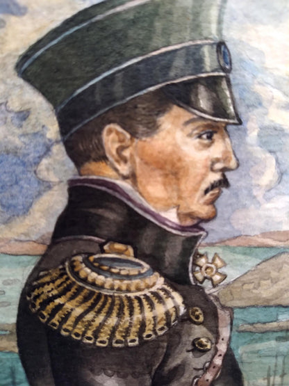 Social realism watercolor painting Civil War Litvinov Oleg Arkad'yevich