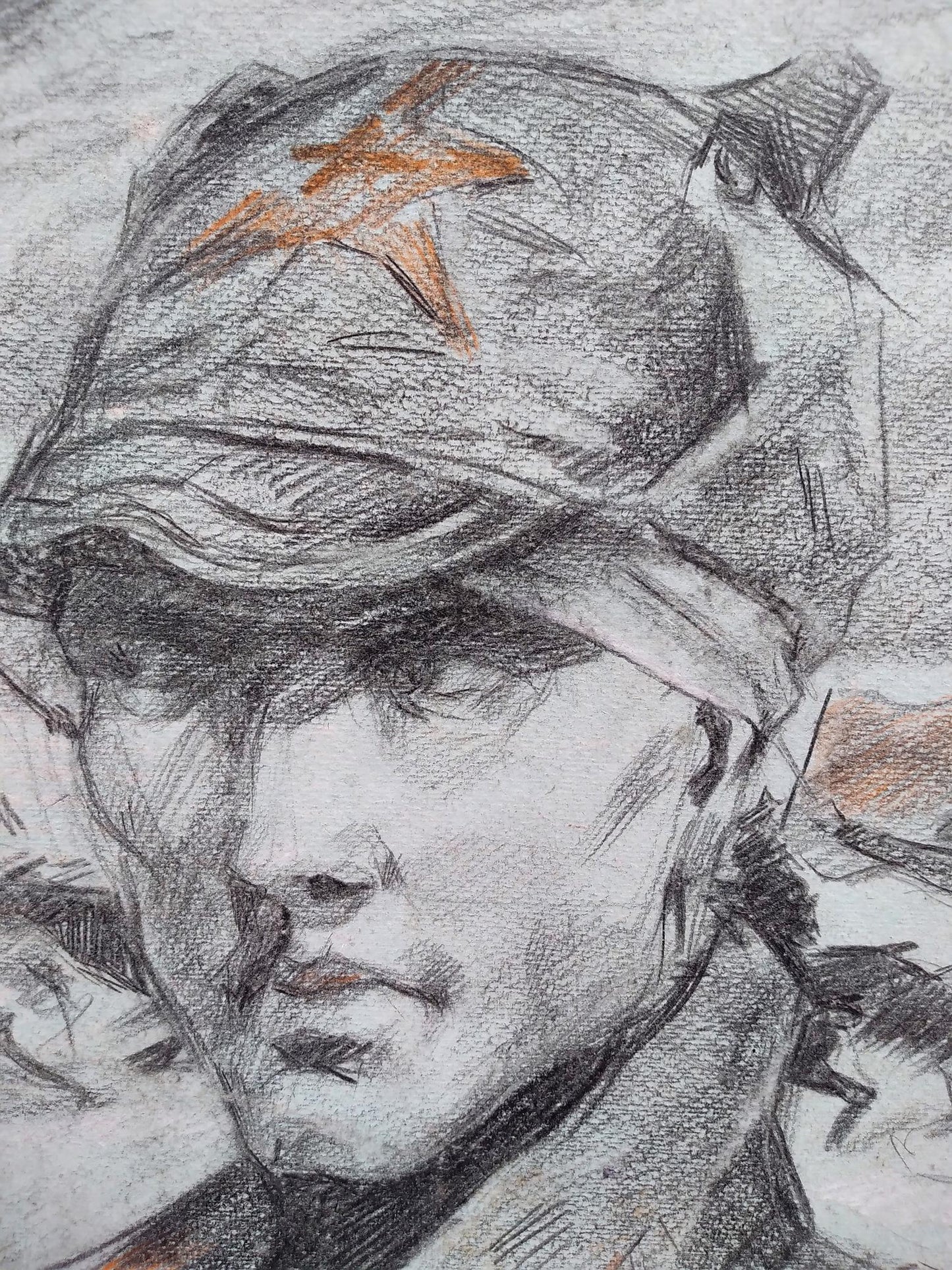 Social realism pencil painting Portrait of an officer Litvinov Oleg Arkad'yevich