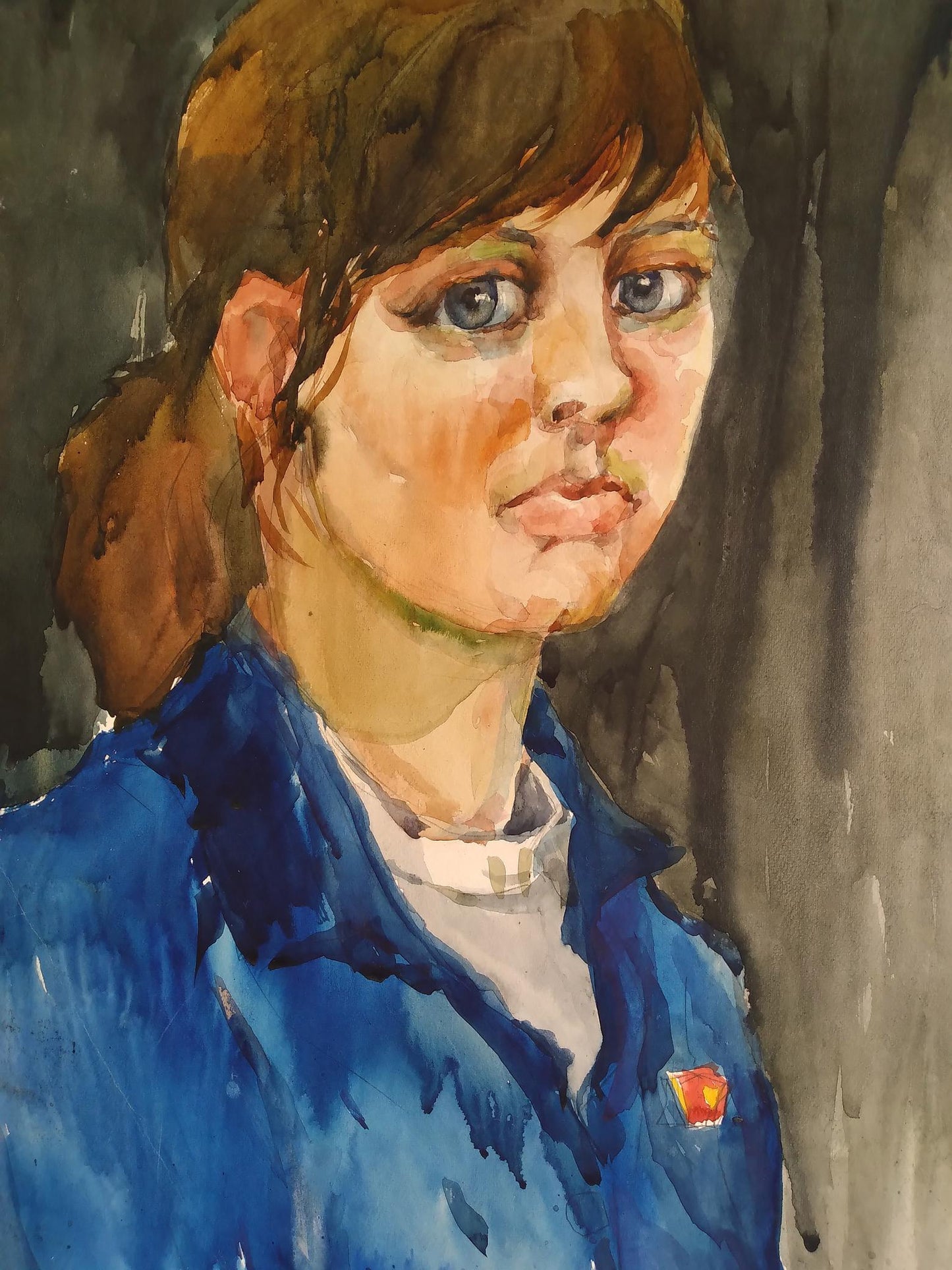 Watercolor painting Portrait of a girl Litvinov Oleg Arkad'yevich