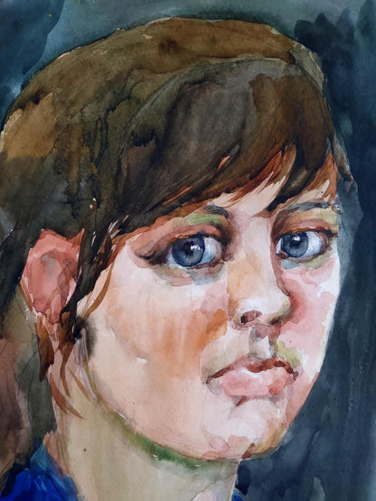 Watercolor painting Portrait of a girl Litvinov Oleg Arkad'yevich