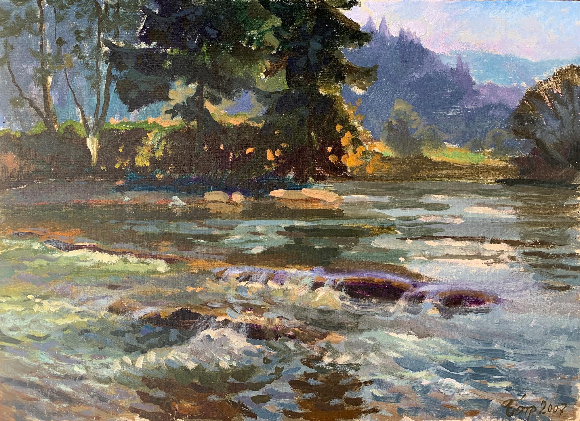 Oil painting River walk Batrakov Vladimir Grigorievich