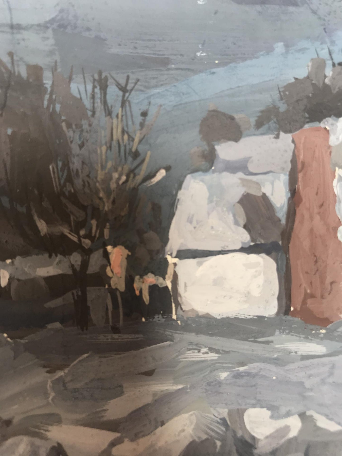 Oil painting Winter village landscape Sakhno Ludmila