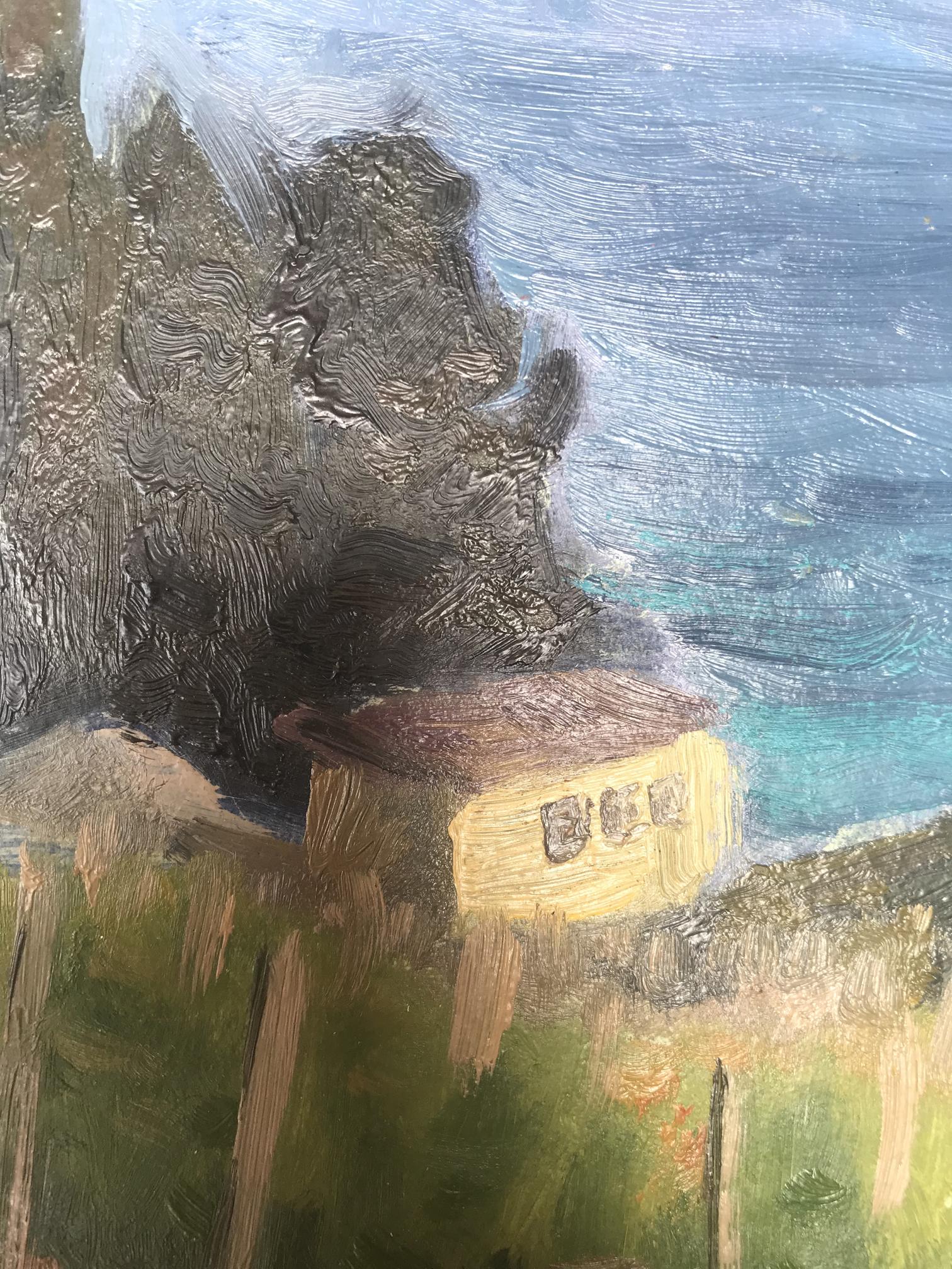 Oil painting "Near the Black Sea" by Batrakov, showcasing coastal beauty.